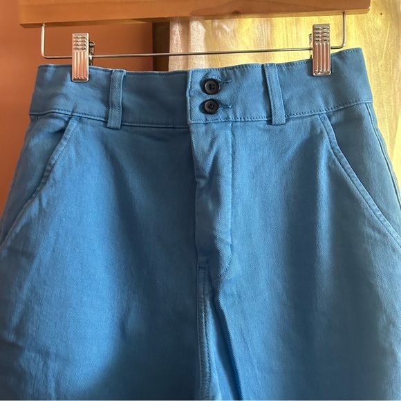 Everlane The Organic Straight-Leg Pant Cropped Blue Double Button NEW Size 4 - Picture 3 of 9